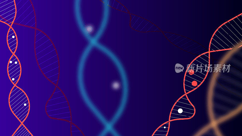 未来的科学说明- DNA螺旋接近。